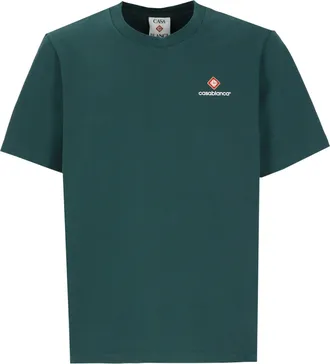Casablanca Green Embossed Logo T-Shirt