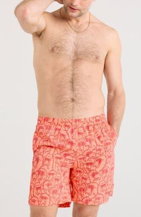Saxx Go Coastal 7-Inch Volley Swim Trunks in Parrot Party-Coral at Nordstrom Rack, Size Xx-Large
