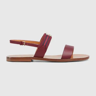 サンダル・ミュール GUCCI WOMEN'S SANDALS CHERRY RED FABRIC Women's Interlocking G slide sandal in Rosso Ancora red GG