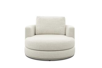Castlery Hamilton Swivel Armchair 39.4 Customized, (Performance Classic Twill) Cream, Spill Resistant, 360-&deg; Swivel for Men