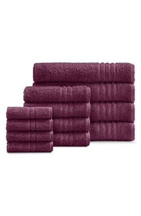Ella Jayne Home Solid Cotton 12-Piece Towel Set in Plum at Nordstrom Rack