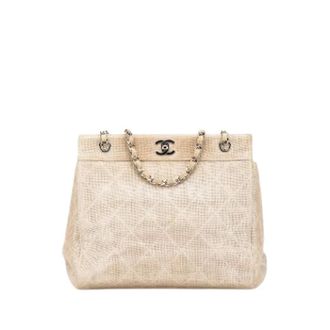 Chanel Pre-owned Handbags, female, Beige, Size: ONE SIZE Pre-owned Linen Tote