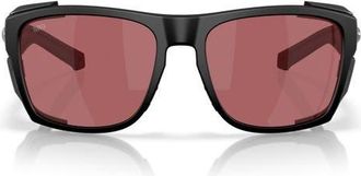 Costa King Tide 58mm Rectangle Polarized Sunglasses in Matte Black /Rose 580G at Nordstrom