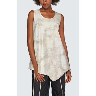 Luukaa D'Celli Willow Printed Cotton Jersey Top in Ecru at Nordstrom, Size 16