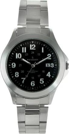 Peugeot Military Round Dial Calendar Bracelet Watch - 40MM in Silver at Nordstrom