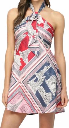 Fate Destination Halter Mini Scarf Dress In Multi-Color