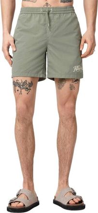 AllSaints Odyssey Logo Swim Trunks in Spring Green at Nordstrom, Size Xx-Large