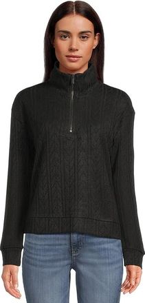 Splendid Sweatersoft 1/4 Zip Womens Sweatshirt Light Cedar Heather : LG (Womens 10-12), Elastane/Nylon/Polyester