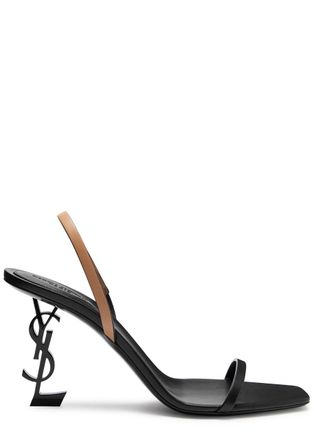 Saint Laurent Opyum 85 Leather Slingback Sandals - Black - 40 (IT40 / UK7)