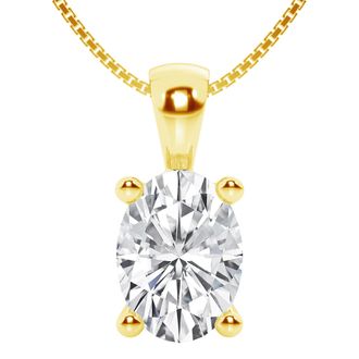 Grown Brilliance 3 Carat Oval Lab Grown Diamond Solitaire Pendant Necklace in 14K Yellow Gold, Prong Set, E-F Color, VS Clarity
