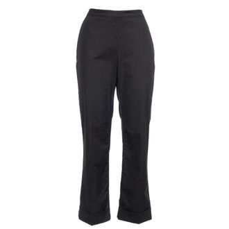 Aspesi Slim Cotton Gabardine Cropped Broek - Dames - Vrijetijds broeken - Zwart - S - Katoen - Broeken