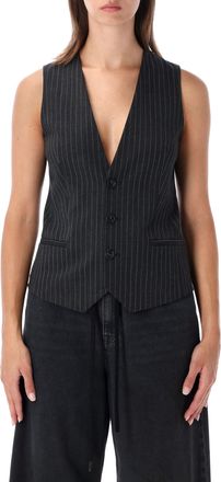 Maison Margiela Tailored Pinstripe Vest with Contrasting Knit Back