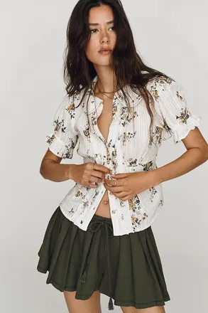 Pilcro Keira Waisted Tuxedo Blouse
