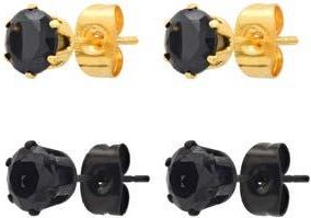 Steeltime Unisex Set of 2 Assorted Stud Earrings in Black/Gold at Nordstrom Rack