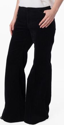 Polo Ralph Lauren Black Pintucked Corduroy Flared Trousers, Size 6R