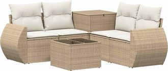 vidaXL Juego De Sof&aacute; 6 Uds. Beige Y Blanco Crema Vidaxl