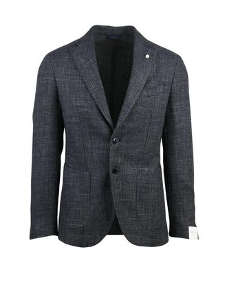 L.B.M. 1911 Textured Fitted Jacket with Notch Lapels and Button Closure
