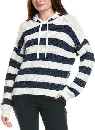 Eleventy Striped Hooded Linen-Blend Sweater