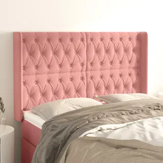 vidaXL Cabecero Con Orejas De Terciopelo Rosa 163x16x118/128 Cm Vidaxl