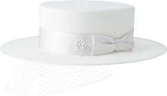 Maison Michel Kiki canotier hat with satin-ribbon - women - Straw - L - White
