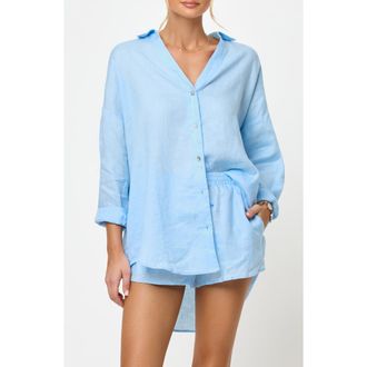 L*Space Rio Linen Cover-Up Tunic in Sky Blue at Nordstrom, Size X-Small/small