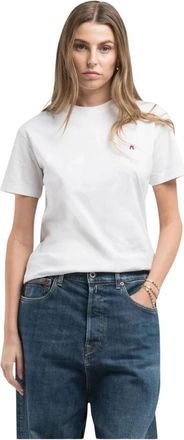 Replay Rondhals T-shirt van Katoen met Korte Mouwen - Dames - T-shirts - Wit - M - Katoen - Tops