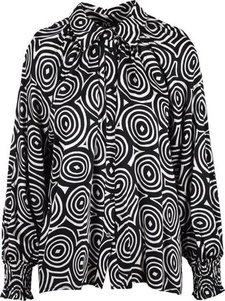 Lvl Level Vibes Level White Black Graphic Circle Viscose Blouse