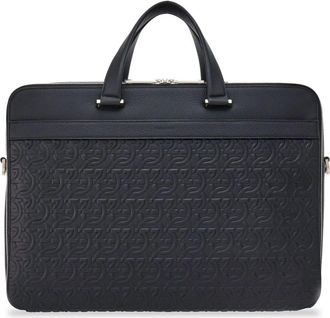 Ferragamo Gancini leather briefcase - men - CALFSKIN/Fabric - One Size - Black