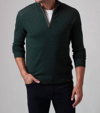 Raffi Palmer Mock Zip Sweater In Forest
