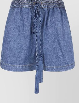 Valentino Garavani chambray denim shorts straight cut back pockets