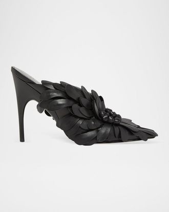 Balenciaga 90mm Flowers Leather Mule Pumps