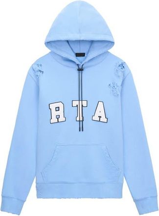 Rta Markus Collegiate Frayed Hoodie in Sky Blue Collegiate at Nordstrom, Size Xxx-Large