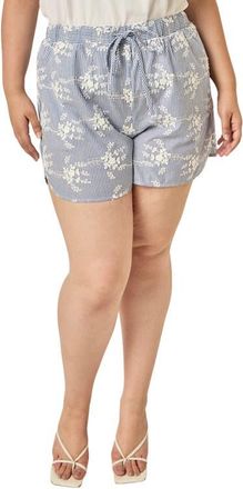 English Factory Embroidered Striped Shorts in Blue/white at Nordstrom, Size 1X