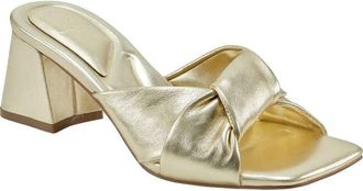 Marc Fisher LTD Calia Sandals Womens Gold Leather Twist Knot Slip-On JOBB1382