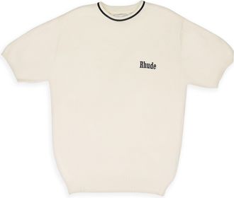 Rhude IVORY LOGO KNIT T-SHIRT