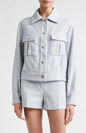 Eleventy Tweed Snap Jacket in 130 Sky Blue at Nordstrom, Size 14 Us