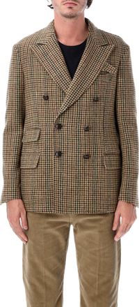 Fortela Travel Brown Wool Tweed Salpa Button Travel Blazer
