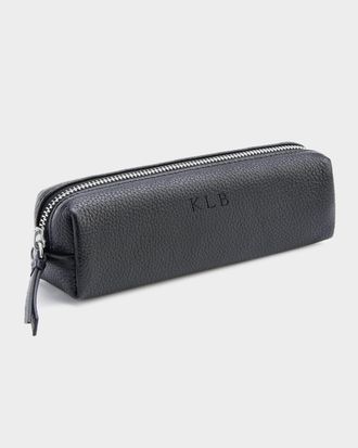 Royce Leather Pebbled Leather Pencil Case, Personalized