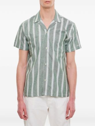 Les Deux striped short-sleeve shirt - men - Recycled Cotton/Cotton - S - Green