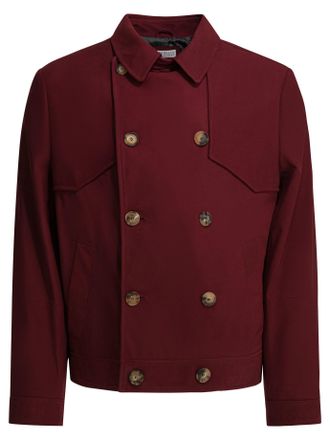 Brunello Cucinelli Brunello Cucinelli Mens Bordeaux Leather Jacket - Dark Red - Size Medium