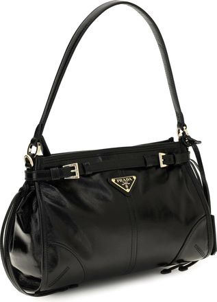 Prada Womens Small Bonnie Handbag Leather Nero Calf Bos Taurus Handbags Hand Bags