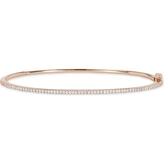 Bony Levy Skinny Stackable Diamond Bangle in 18K Rose Gold at Nordstrom, Size 7