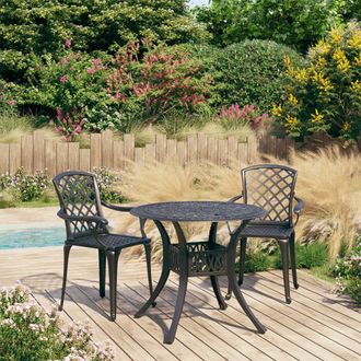 vidaXL Mesa Y Sillas De Bistr&oacute; 3 Piezas Aluminio Fundido Negro Vidaxl