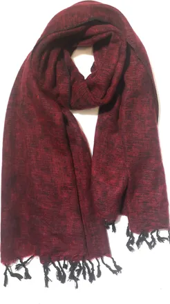 Cool Trade Winds Scarf / Wrap - Red / Black - 100% Fair Trade Yak Cotton Shawl(Size: 164cm x 84cm)