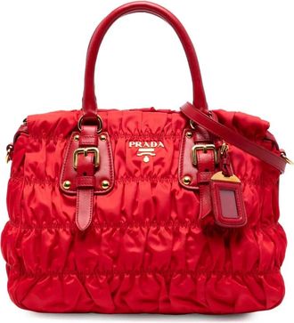 Prada 2000-2025 Tessuto Gaufre tas - Rood