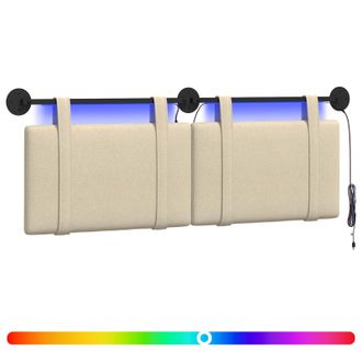 vidaXL Cabecero Colgante Con Luz Led Crema Tela Vidaxl