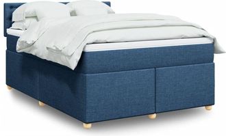 vidaXL Cama Box Spring Con Colch&oacute;n Tela Azul 160x200 Cm Vidaxl