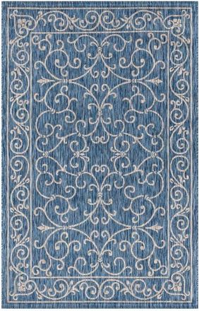 Jonathan Y Designs Charleston Vintage Filigree Textured Weave Indoor/Outdoor Area Rug in Navy/gray at Nordstrom, Size 4Ft 0In X 6Ft 0In