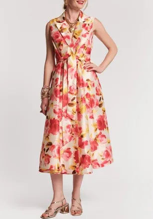 Frances Valentine Lucia Wrap Dress English Rose in Oyster/pink/multi at Nordstrom, Size X-Small