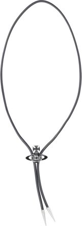 Vivienne Westwood Silvered Brass Leather Orb Bolo Tie